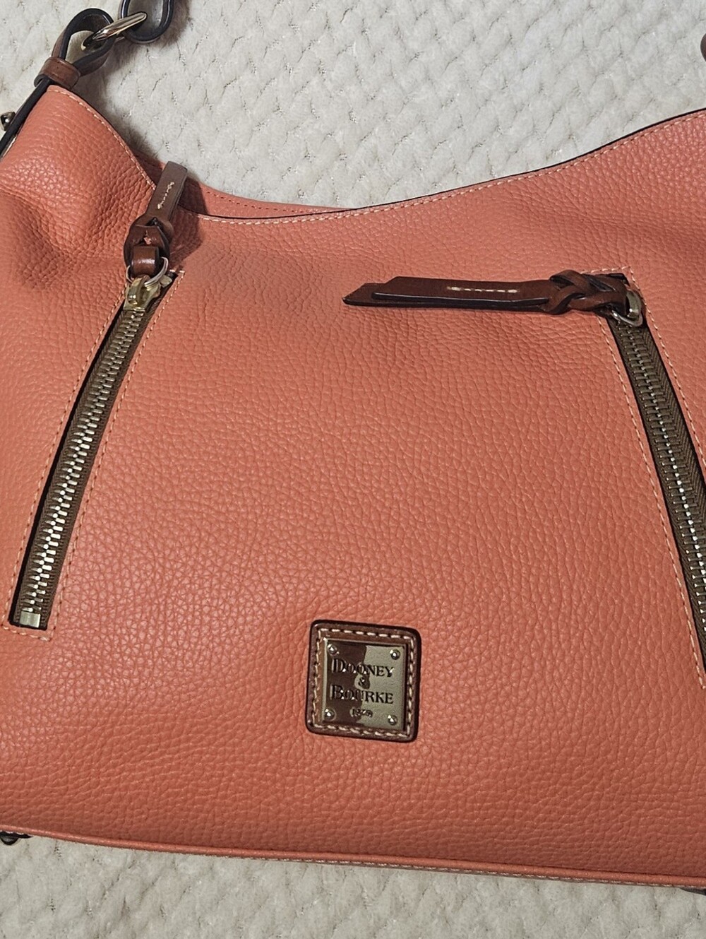 Dooney & Bourke Coral Pebbled Leather Cooper Hobo Shoulder Bag - Picture 8 of 14